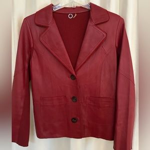 One Girl Who leather jacket / blazer in rich red.  Size M
